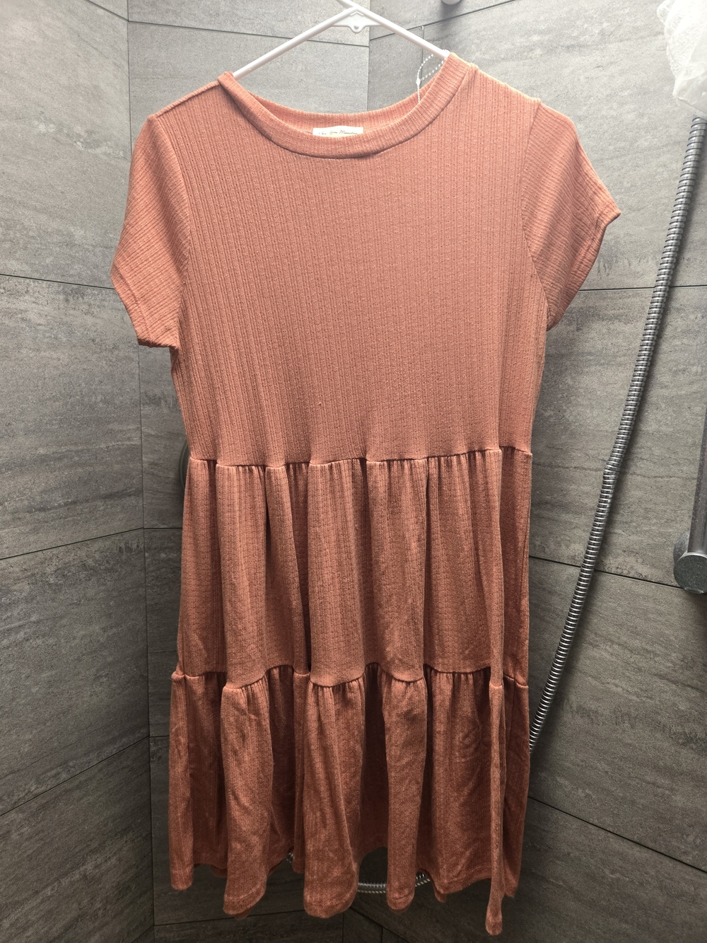 See You Monday Dusty Rose Tiered Short-Sleeve Girls' Dress